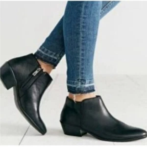 Sam Edelman Stivali Donna 8M Piccoli Stivaletti Pelle Ciottolata Zip Nero - Foto 1 di 15