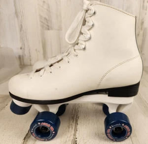 Roller Derby White Roller Star Freestyle Blue Wheels Roller Skates Women's Sz 9 - Picture 1 of 22