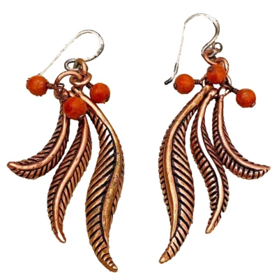 Pendientes Perforados Barse HSN STUDIO Esponja Coral Cobre "PROHIBIDO" Racimo  Foto 1 de 4