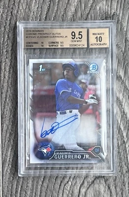 Vladimir Guerrero Jr Bowman 2016 cromo automático BGS 9,5 verdadera gema ++ 10/ anuncio de servicio público de novato Foto 1 de 2