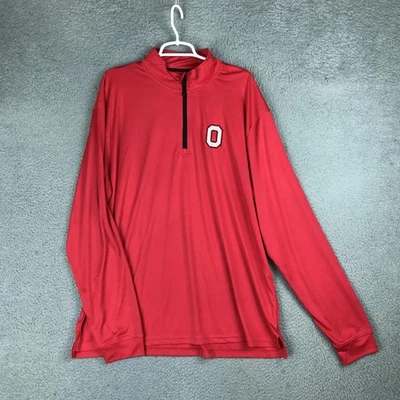 Пуловер мужской Ohio State Varsity размер XL красный четверть квадратного ярда на молнии с длинным рукавом функциональный топ - Изображение 1 из 4