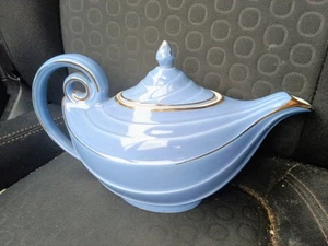 Hall Aladdin Blau Gold 6 Tassen Keramik Keramik Teekanne Genie Vintage MCM 0669 Swirl - Bild 1 von 6