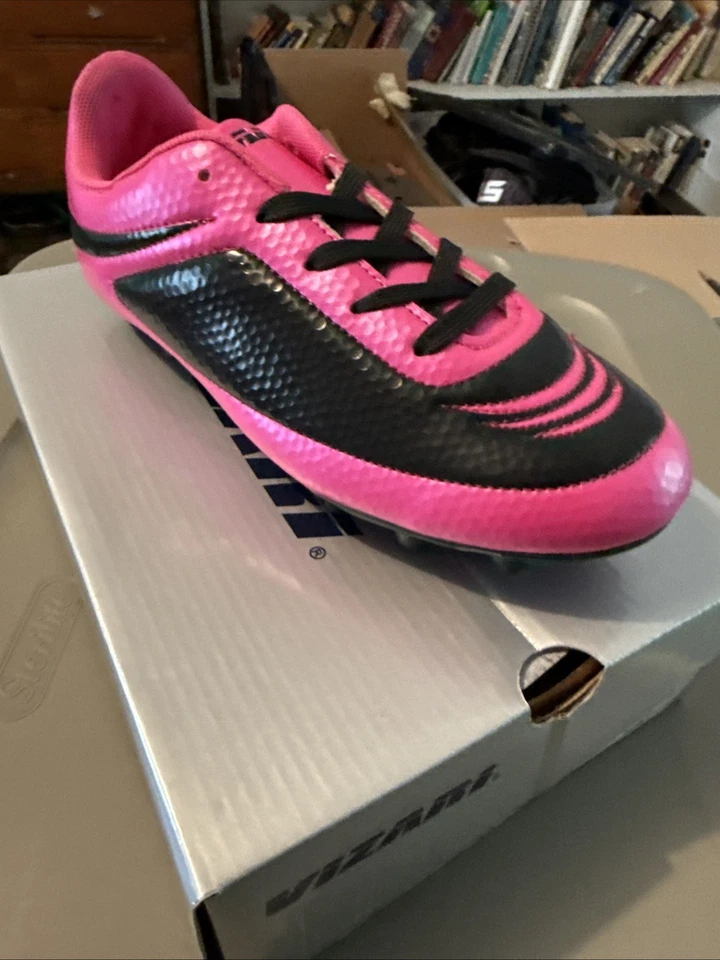 Vizari Youth Soccer Cleats Pink Black Round Toe Lace-Up size 5.5 - Image 1 of 1