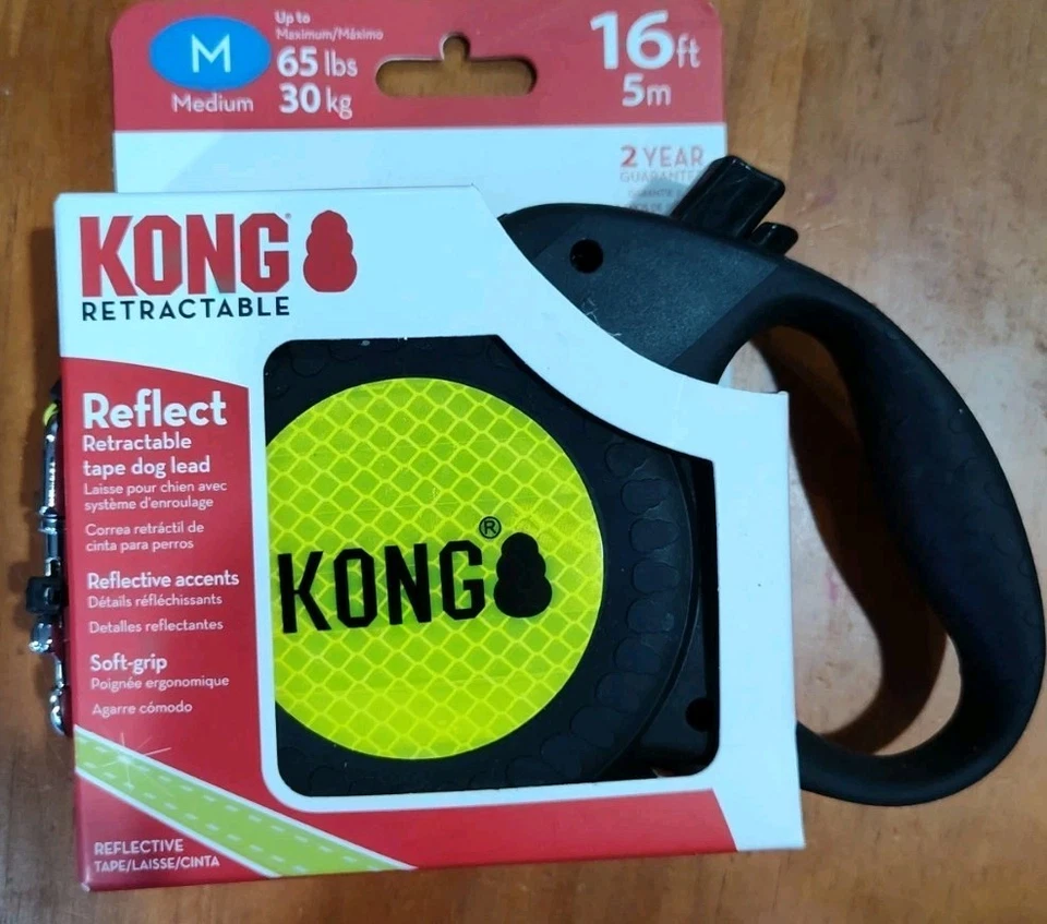 Kong Medium Reflect Retractable Tape Dog Lead ~ 16Ft ~ MAX 65lb ~ FAST SHIPPING - Image 1 of 4