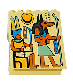 LEGO Tan Panel 4 x 6 x 6 Sloped with Hieroglyphs and Jackal Anubis Pattern 5988