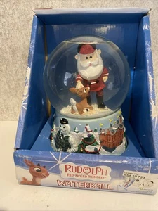 RARO Rudolph & Santa musical Waterball Snow Globe Enesco MGA entretenimiento Navidad - Imagen 1 de 6