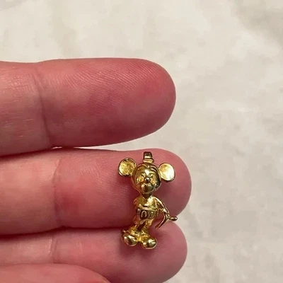 Vintage Disney Sterling Silver Gold-Colored Mickey Mouse Necklace Pendant, 1999 - Image 1 of 4