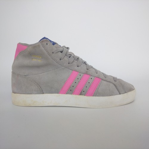 Adidas Original Basket scarpe da ginnastica professionali UK5 EU38 grigie bambini HI top sportive scamosciate