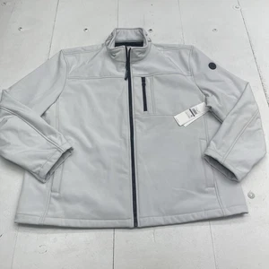 Calvin Klein Light Grey Logo Collar Soft Shell Full Zip Up Jacket Mens Size XXL - Picture 1 of 9