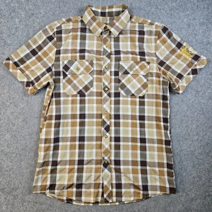 Red Ape Shirt Mens Large Brown Plaid Button Up Pocket Tee Casual Streetwear - Picture 1 of 9