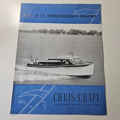 Factory Orig 1938 Chris Craft 25 Ft Semi Enclosed Cruiser Sales Brochure - Image 1 of 3