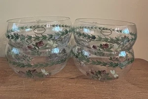 Portmerion Botanic Garden Glass Salad Bowls Rhododendron Hand Painted New - Picture 1 of 8