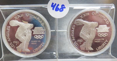 2 - Dólares de plata conmemorativos a prueba sin embalaje ambos 1983 Foto 1 de 2