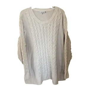 Calvin Klein White Women's Cable-Knit Sweater, Sz. 2X-Large - Picture 1 of 3