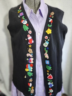 colete suéter de Natal vintage, possivelmente da Quacker Factory Hampshire - Imagem 1 de 4