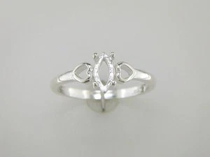 Marquise Heart Shank Solitaire Ring Setting Sterling Silver - Picture 1 of 1