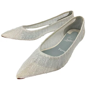 Christian Louboutin Pumps Shoes White Glitter Size 36.5 Used - Picture 1 of 10