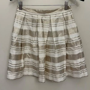 Girls Skirt White and Gold Striped Pleated Formal Classic Size 3 NWOT - Picture 1 of 5