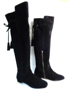 JOAN & DAVID Dahinder 6.5M Black Suede Leather over the Knee Flat Heel Boots - Picture 1 of 9