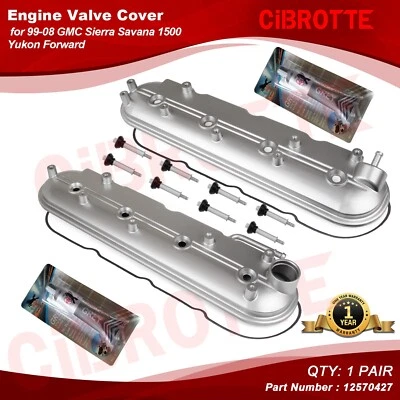 LH + RH Valve Cover Set w/ Gasket for 02-08 Cadillac Escalade Silverado Sierra👍 - Image 1 of 4