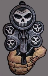 Assassin SKULLS GUN EMBROIDERED 4.25 inch BIKER PATCH (MTA1) - Picture 1 of 1