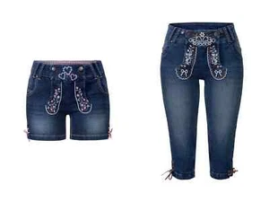 Damen Trachtenshorts Trachtencapri Trachtenhose Trachtenjeans Oktoberfest Hose - Bild 1 von 9