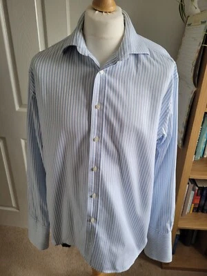 Chester Barrie Savile Row Tailor Blue Striped Shirt 17" Regular - Image 1 of 4