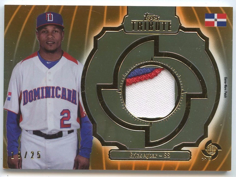 Tarjeta de novato Eric Aybar 2013 Topps Tribute 3Clr parche clase mundial #/25! Angels SS  Foto 1 de 1
