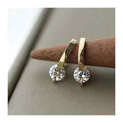 2Ct Round Lab Created Diamond Womens Huggie Hoop Earrings 14K Yellow Gold Plated - Image 1 of 4