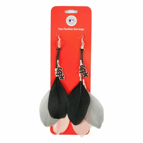 NEW! CHICAGO WHITE SOX FEATHER EARRINGS w/ CHARMS LICENSED Cover