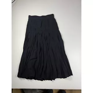 Escada Silk Blend Maxi Skirt Pleated A-Line Long Black Skirt Size OS - Picture 1 of 6