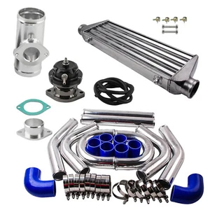 Aluminum Turbo Intercooler Universal 27"x7"x2.5" & Pipes & Silicone Hose Kit - Picture 1 of 11