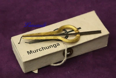 MARKENLOS Murschunga de Nepal tambor de mula de latón en caja de papel natural