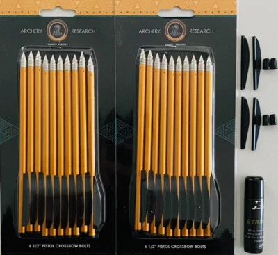 EK ARCHERY RESEARCH 20 Alubolzen 6,5" Pistolenarmbrust Armbrustbolzen + 4 Federn + 4 Nocks EkArchery