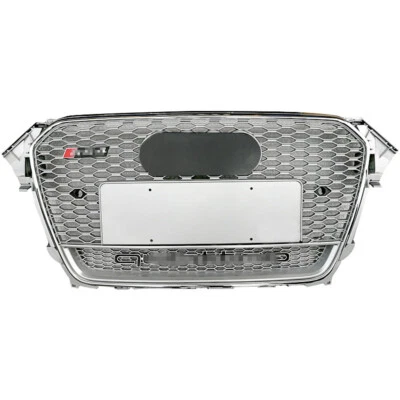 For Audi A4 S4 B8.5 2013-2015 RS4 Style Grill w/Quattro Chrome Frame Silver Mesh Foto 1 de 3