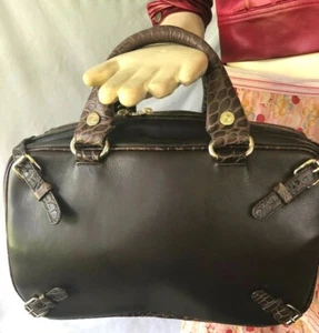 Vintage CELINE Crcocodile Embossed Brown Leather Trunkette Handbag - Picture 1 of 12