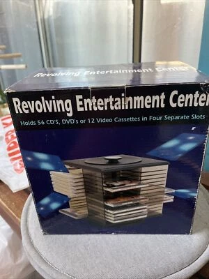 Vintage Revolving Entertainment Center 56 CD DVD Or 12 VHS Spinner New Open Box - Image 1 of 4