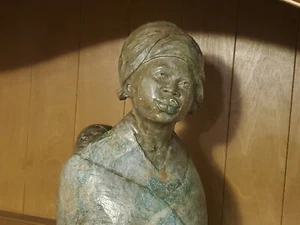 African Verdite sculpture loving mother w/child bust over 40 pounds - Picture 1 of 11