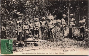 Vietnam Halte de Coolies Khas Kouenes Dans une Foret du Haut Mekong C378 - Imagen 1 de 2