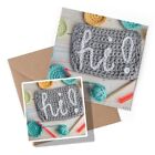 1 x Greeting Card & Sticker Set - Crochet Knitting Hobby Wool Yarn #44743
