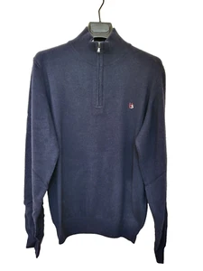 HARMONT & BLAINE sz L SWEATER JUMPER WOOL CASHMERE 1/4 ZIP STAND-UP NECK ITALY - Picture 1 of 9