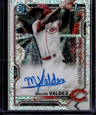 2021 Bowman Chrome Malvin Valdez 1st Bowman Speckle Refractor Auto 084/299 - Image 1 of 2