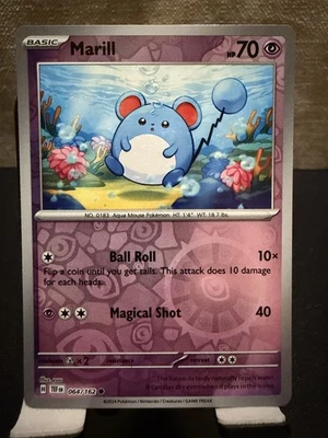 Marill SV05: Temporal Forces Pokémon 064/162 Reverse Holo NM+ - Image 1 of 2