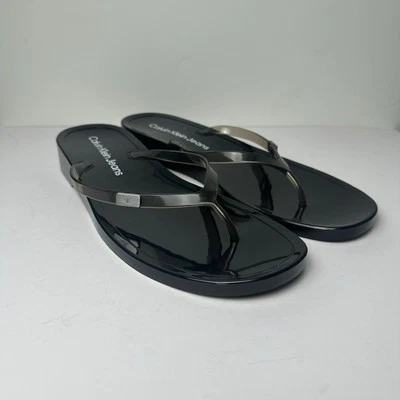 New Calvin Klein Jeans Women’s Size 10M Jelly Flip Flops Black Casual Sandals - Image 1 of 4