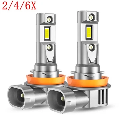 2/4/6X H11 LED Headlight Bulb Low Beam Fanless 6500K Pure White Free Return - Image 1 of 4