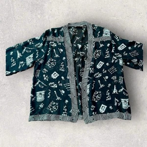 Sterling Styles Paris Themed Vintage Open Kimono Top Black & White One Size - Picture 1 of 13