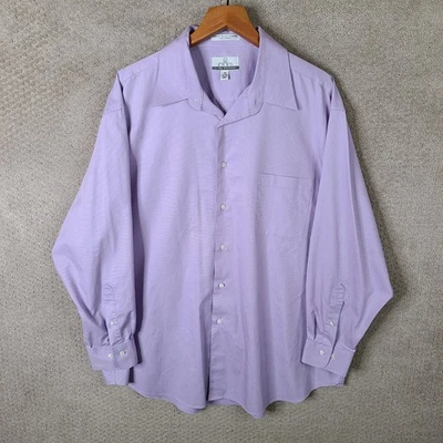 Enro Shirt Mens 18 34/35 Big Purple Check Ultra Pinpoint Button Down Lavender - Image 1 of 4