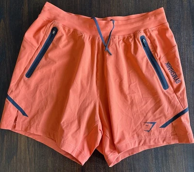 Pantalones Cortos Gymshark Para Hombre Grandes Naranja 5" Atlético Activo Gimnasio Correr Entrenamiento Correr Foto 1 de 4