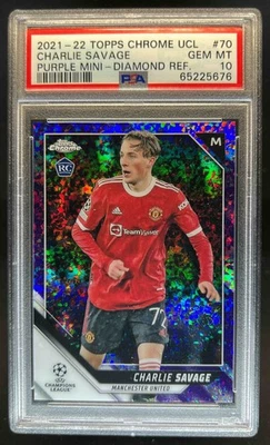 2021 Topps Chrome Charlie Savage RC Purple Mini Diamond Refractor #/250 PSA 10 - Image 1 of 2