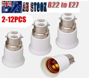 2-12X B22 To E27 Light Socket Adapter Bayonet Lamp Base To Edison E27 Bulb Screw - Picture 1 of 13